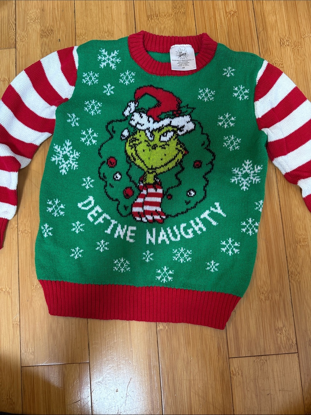 Green Grinch 'Define Naughty' Holiday Sweater -4T